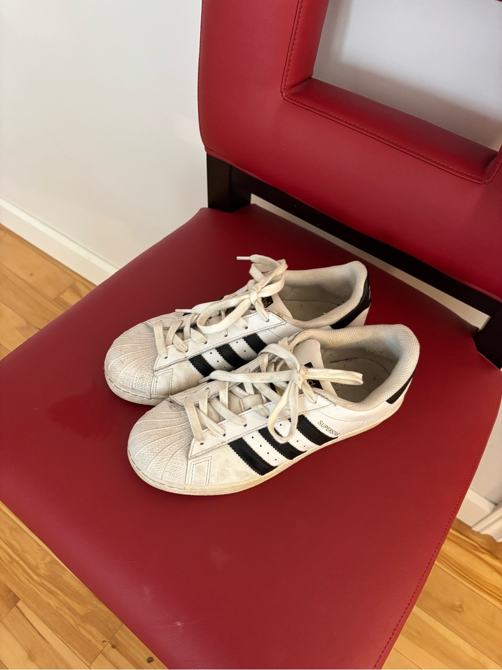 adidas White and Black Superstar Low-Top Sneakers